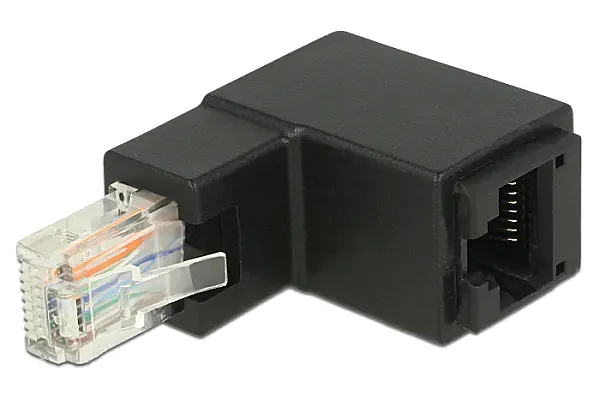 DELOCK αντάπτορας RJ45 86424, CAT 6 UTP, γωνιακός 90°, μαύρος