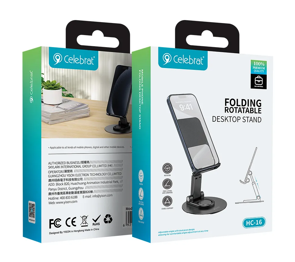 CELEBRAT βάση smartphone/tablet HC-16, foldable, μαύρη