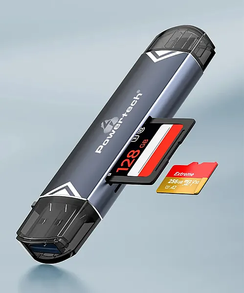 POWERTECH card reader PT-1343 για SD & micro SD, USB 3.2, 5Gbps, γκρι