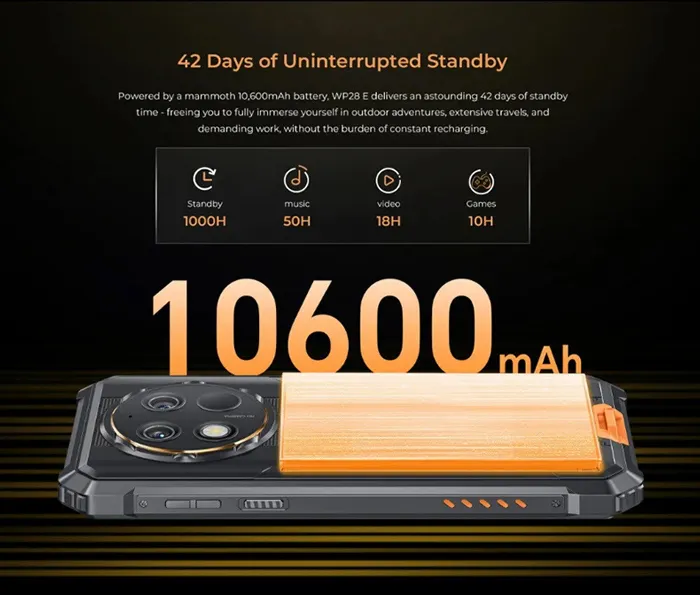 OUKITEL smartphone WP28E, 6.52", 4/64GB, 10600mAh, IP68/IP69K, μαύρο