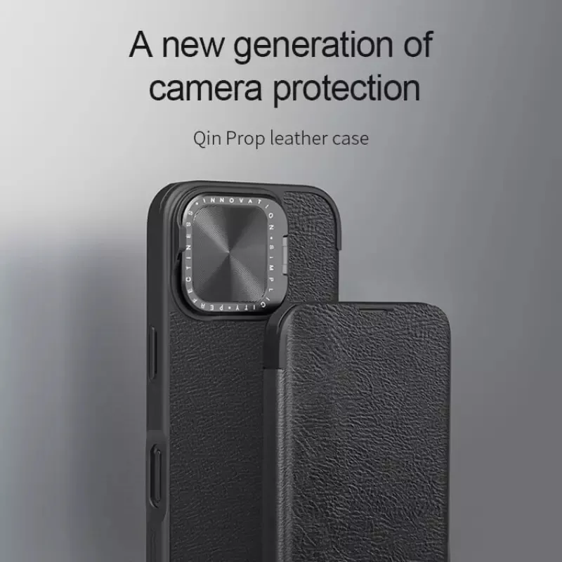 NILLKIN θήκη Qin Prop Leather για iPhone 16, δερμάτινη, μαύρη