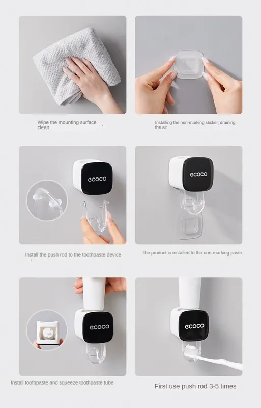 ECOCO διανεμητής οδοντόκρεμας E24024, 5.5x5.5x9.1cm, γκρι