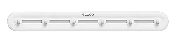 ECOCO κρεμάστρα μπάνιου/κουζίνας E23154 με 6 γάντζους, 3.8x5x40cm, λευκή