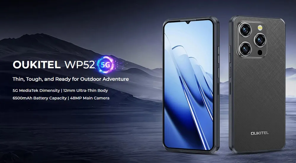 OUKITEL smartphone WP52, 6.6", 4/256GB, 5G, 6500mAh, IP68/IP69K, μαύρο