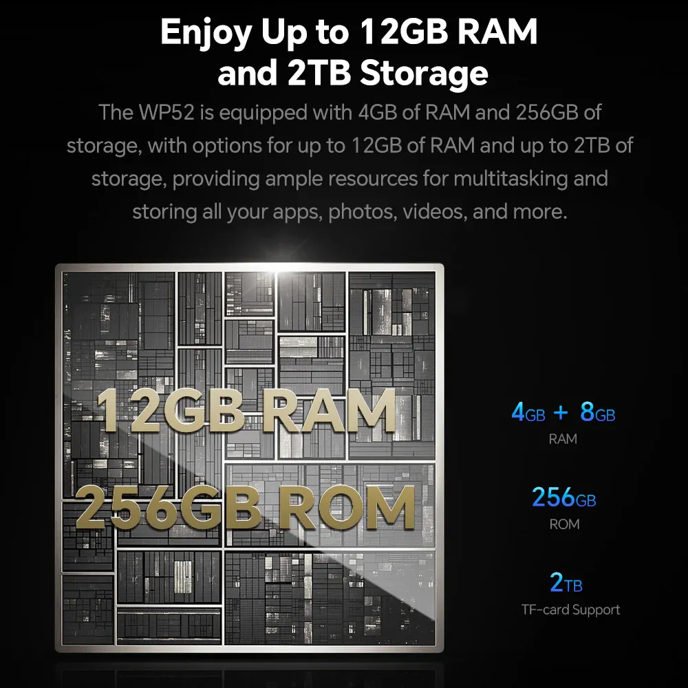 OUKITEL smartphone WP52, 6.6", 4/256GB, 5G, 6500mAh, IP68/IP69K, μαύρο