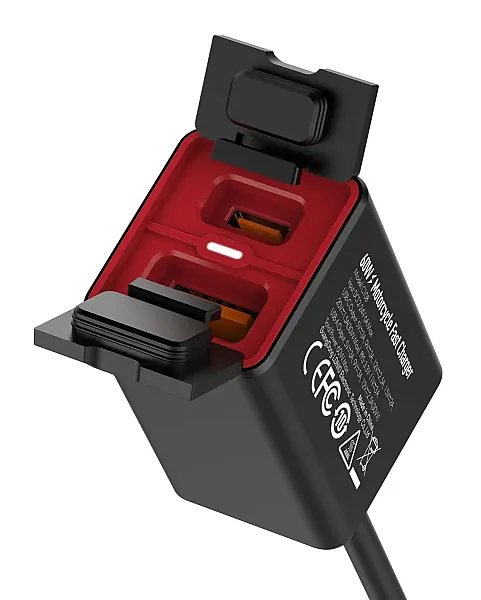 LDNIO φορτιστής μοτοσυκλέτας C108 με καλώδιο, USB/USB-C, 60W, μαύρος