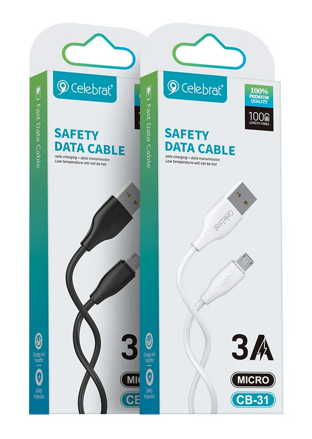 CELEBRAT καλώδιο micro USB σε USB CB-31, 3A, 480Mbps, 1m, μαύρο