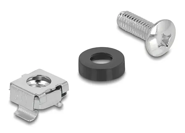 DELOCK σετ βίδες με παξιμάδια 42432 για rack, M6/16mm, ασημί, 100τμχ