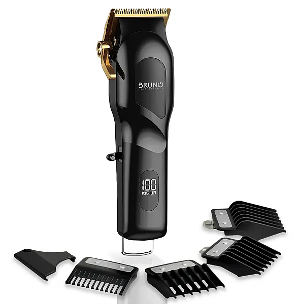 BRUNO επαγγελματική κουρευτική μηχανή BRN-0222 με βάση, επαναφορτιζόμενη, μαύρη