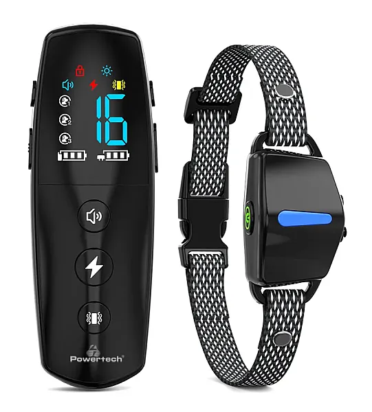 POWERTECH ηλεκτρικό κολάρο εκπαίδευσης σκύλου PT-1398 με ασύρματο χειριστήριο, εμβέλεια 800m