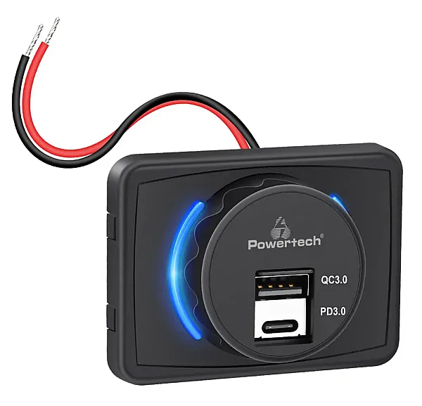 POWERTECH πρίζα USB για σκάφη & οχήματα PTL-027, USB & USB-C