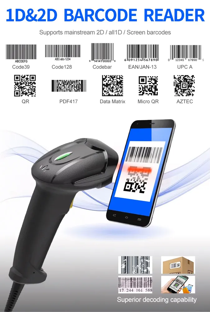 GTCODESTAR barcode scanner X-760H, 1D & 2D, ενσύρματο, μαύρο