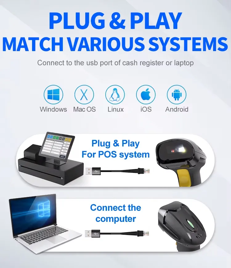 GTCODESTAR barcode scanner X-760H, 1D & 2D, ενσύρματο, μαύρο