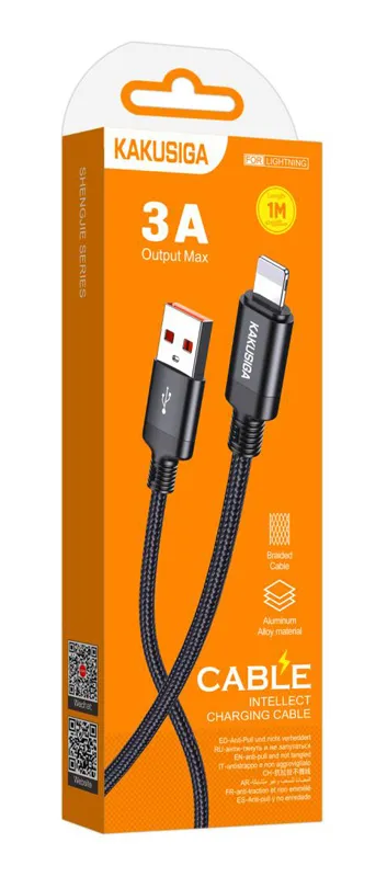 KAKUSIGA καλώδιο Lightning σε USB KSC-970, 3A, 480Mbps, 1m, μαύρο