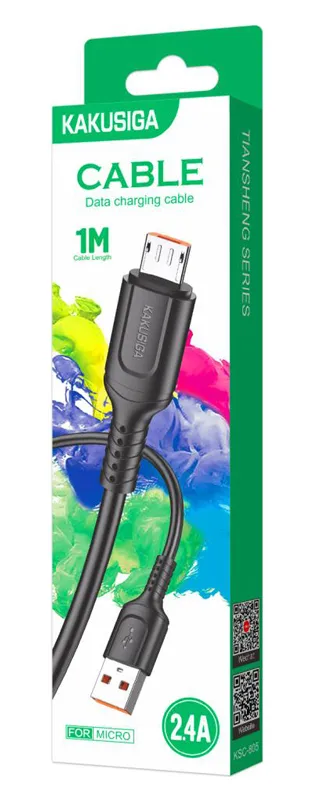 KAKUSIGA καλώδιο micro USB σε USB KSC-805, 2.4A, 480Mbps, 1m, μαύρο