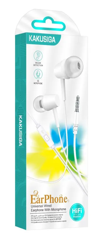 KAKUSIGA earphones με μικρόφωνο KSC-1303, 3.5mm σύνδεση, 10mm, 1.1m, λευκά