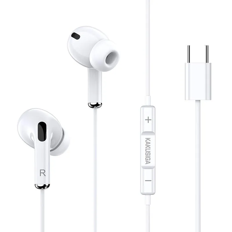 KAKUSIGA earphones με μικρόφωνο KSC-727, USB-C σύνδεση, 14.2mm, 1.2m, λευκά