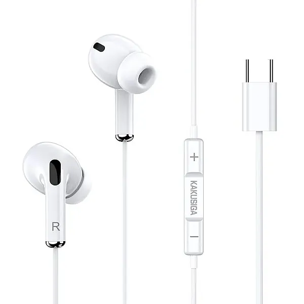 KAKUSIGA earphones με μικρόφωνο KSC-727, USB-C σύνδεση, 14.2mm, 1.2m, λευκά