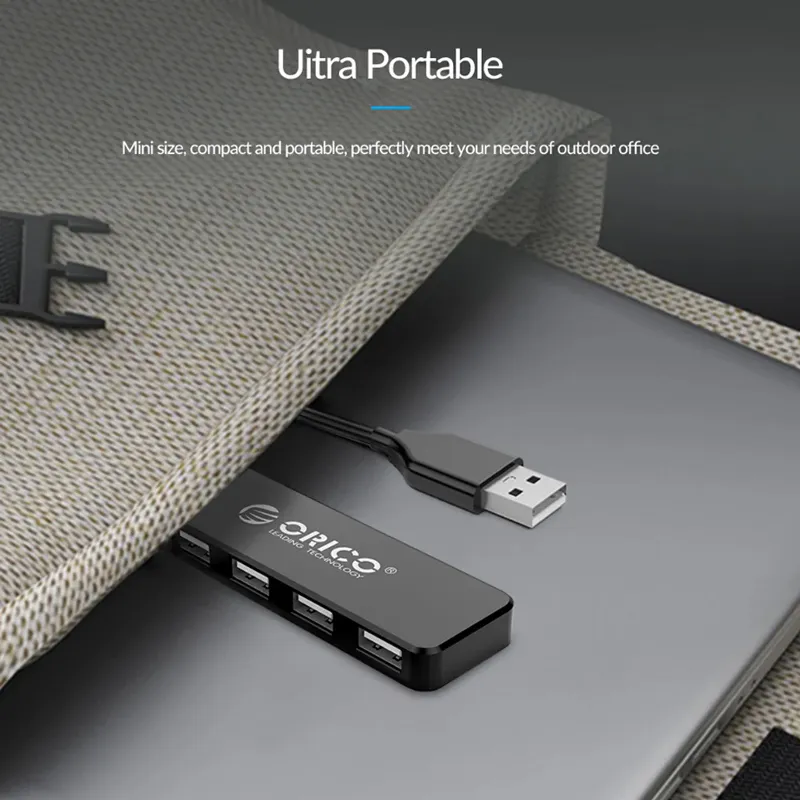 ORICO USB hub FL01, 4x θυρών, USB 2.0, 480Mbps, USB σύνδεση, μαύρο