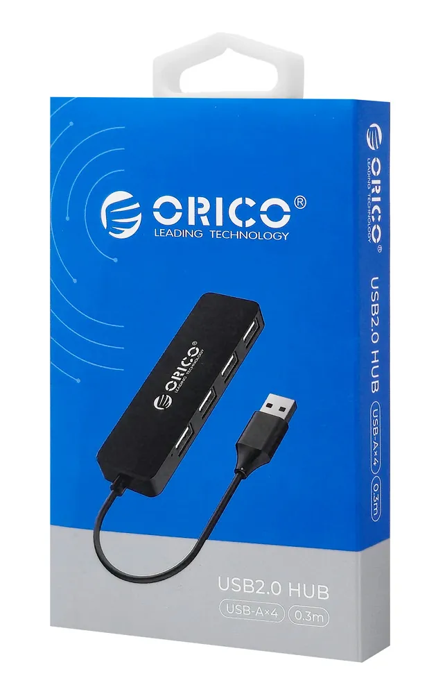 ORICO USB hub FL01, 4x θυρών, USB 2.0, 480Mbps, USB σύνδεση, μαύρο