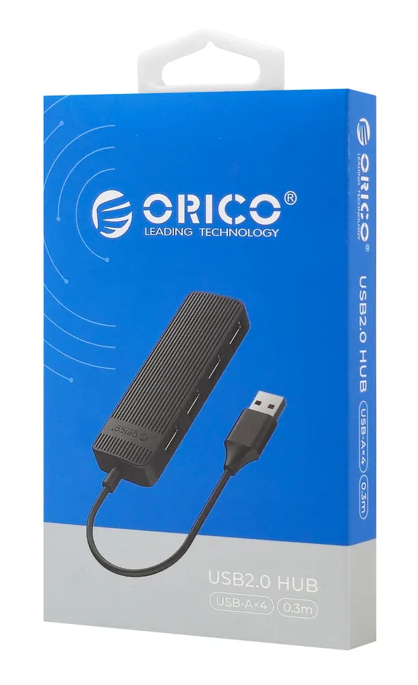 ORICO USB hub FL02, 4x θυρών, USB 2.0, 480Mbps, USB σύνδεση, μαύρο
