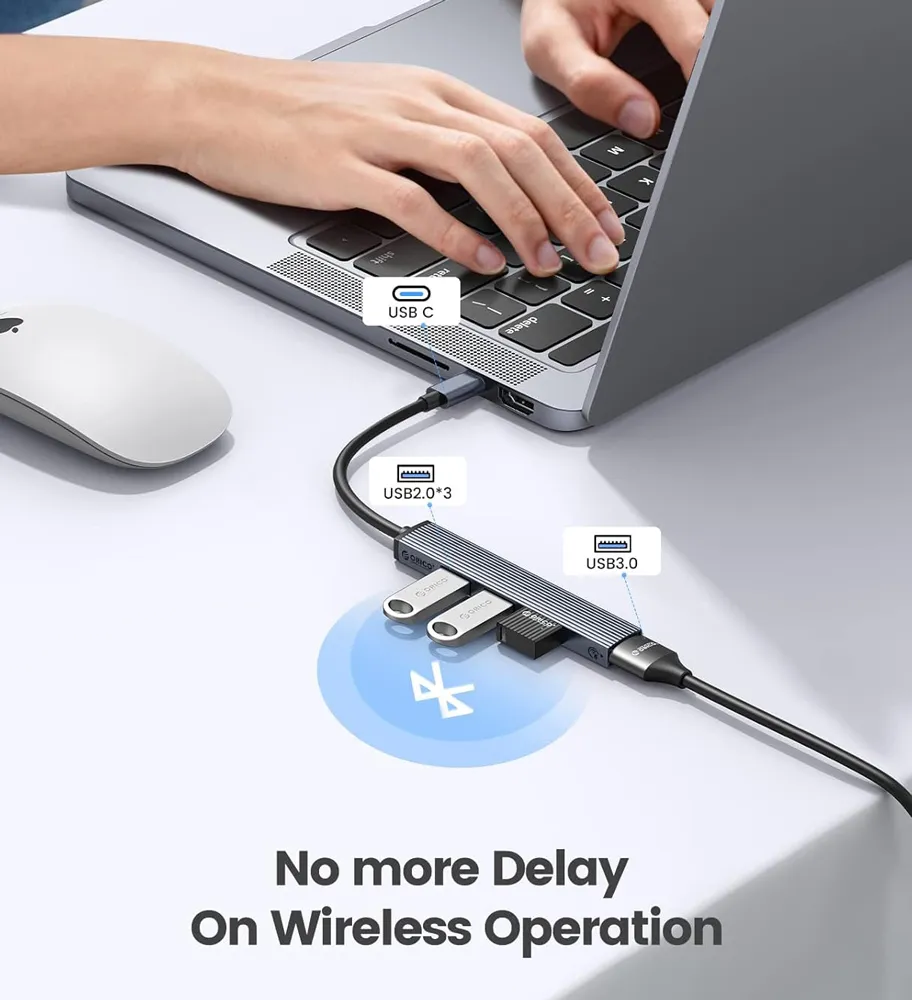 ORICO USB hub AHC2-4A, 4x θυρών, USB 3.0, 5Gbps, USB-C σύνδεση, γκρι