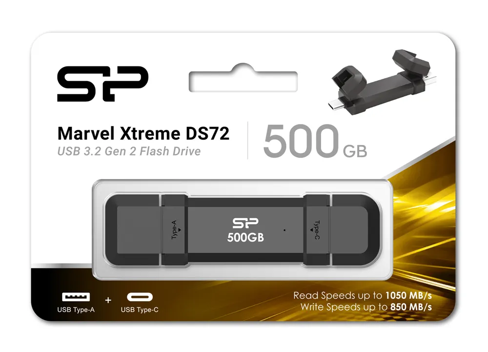 SILICON POWER εξωτερικός SSD Marvel Xtreme DS72, USB-C/USB 3.2, 500GB, μαύρο