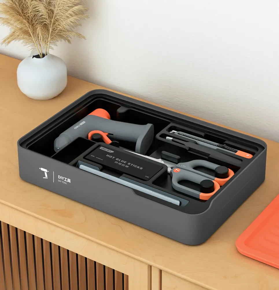 DELI σετ εργαλείων με πιστόλι θερμοκόλλησης H1001-C, 7τμχ