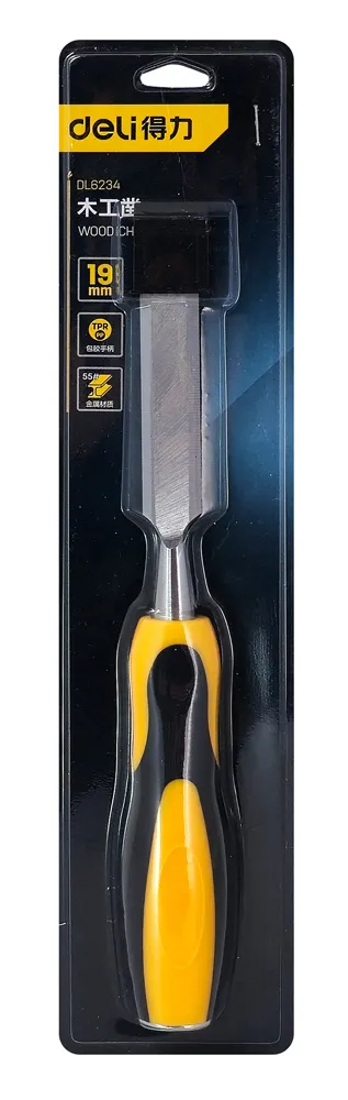 DELI σκαρπέλο ξύλου DL6234 με αντιολισθητική λαβή, 19mm