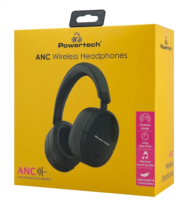 POWERTECH headphones PT-1462, ενσύρματα & ασύρματα, ANC & ENC, 40mm, 300mAh, μαύρα