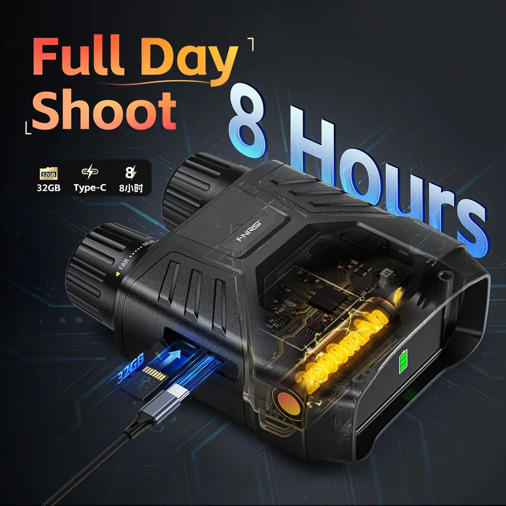 FNIRSI ψηφιακά κιάλια NVS-40 με νυχτερινή όραση, 6x zoom, 4K/36MP, μαύρα