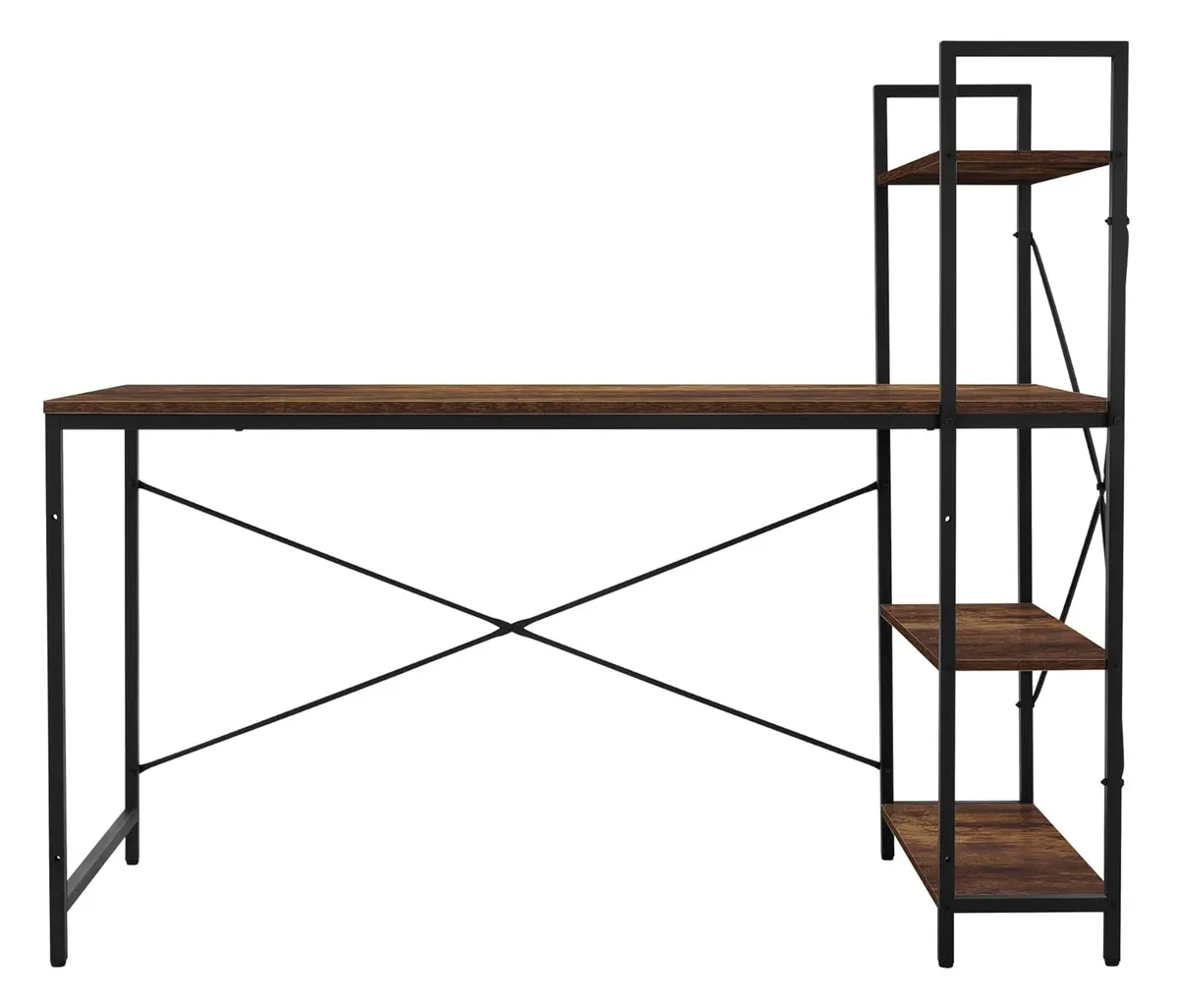 HOME USE γραφείο HUH-0249 με ραφιέρα, 120x60x122cm, καφέ/μαύρο