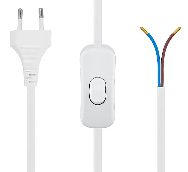 POWERTECH καλώδιο τροφοδοσίας CAB-P041 με διακόπτη, 2x 0.75mm², 1.5m, λευκό