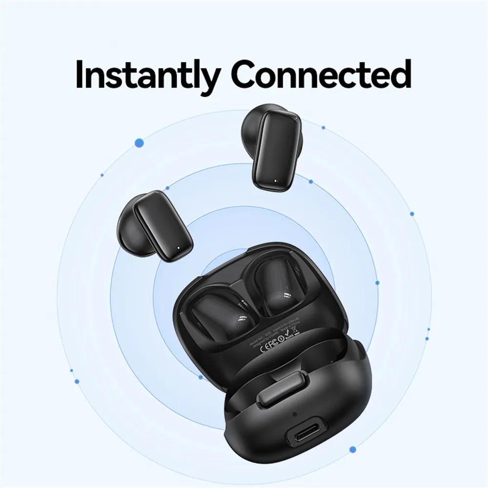 USAMS earphones με θήκη φόρτισης ID25, TWS, Φ13mm, 30/230mAh, μαύρα
