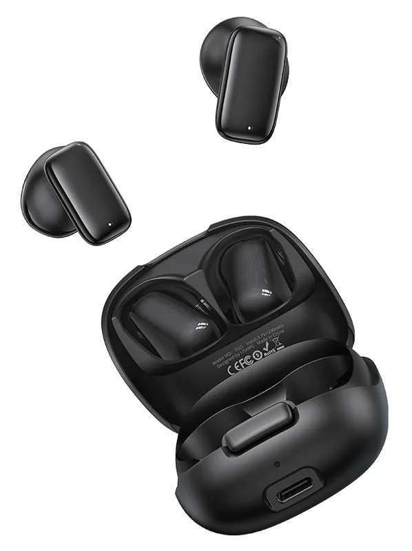 USAMS earphones με θήκη φόρτισης ID25, TWS, Φ13mm, 30/230mAh, μαύρα