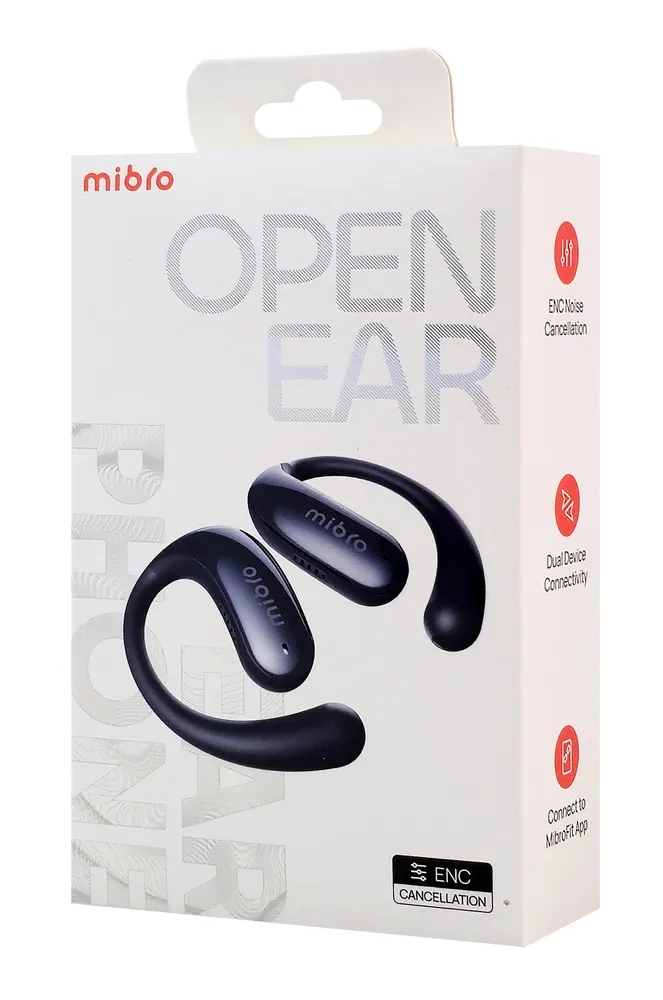 MIBRO earphones με θήκη φόρτισης OpenEar, OWS, ENC, 45/400mAh, μαύρα