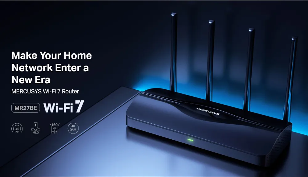 MERCUSYS router MR27BE, WiFi 7, 3.6Gbps BE3600, EasyMesh, Ver 1.20
