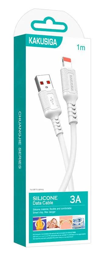 KAKUSIGA καλώδιο Lightning σε USB KSC-984, σιλικόνης, 3Α, 480Mbps, 1m, λευκό