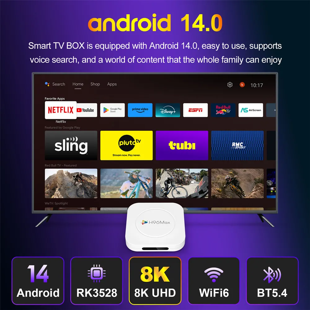 H96 MAX TV Box M1 Plus, 8K, 2/16GB, WiFi 6, Bluetooth, Android 14