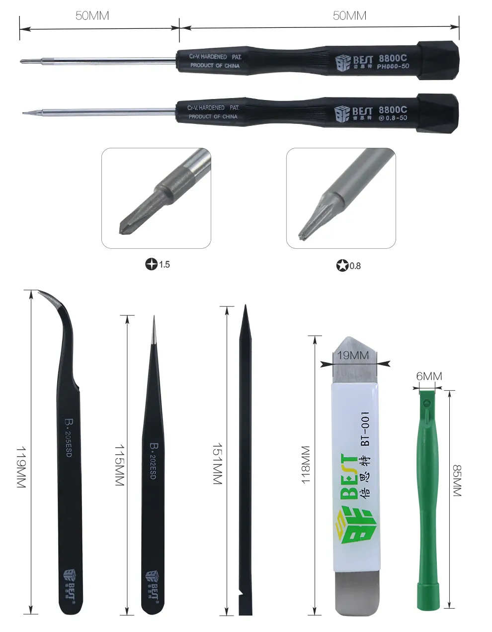 BEST Repair Tool Kit BST-609, για iPhone, 8 τμχ