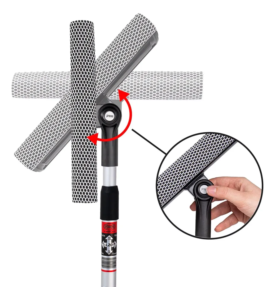 HEYNER καθαριστής τζαμιών 407300, τηλεσκοπικός έως 80cm, ασημί/μαύρος