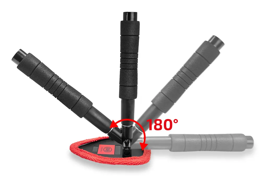 HEYNER βούρτσα με πανί μικροϊνών 407630, πτυσσόμενη έως 50cm, μαύρη/κόκκινη