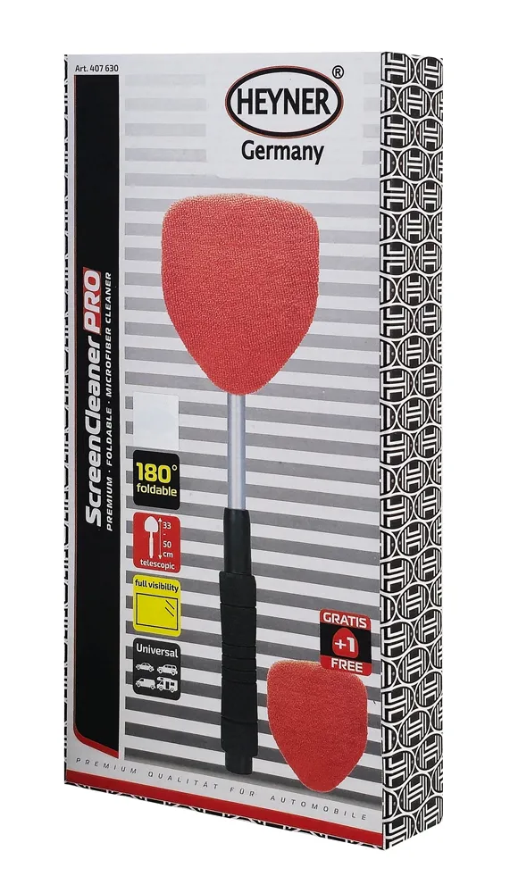 HEYNER βούρτσα με πανί μικροϊνών 407630, πτυσσόμενη έως 50cm, μαύρη/κόκκινη