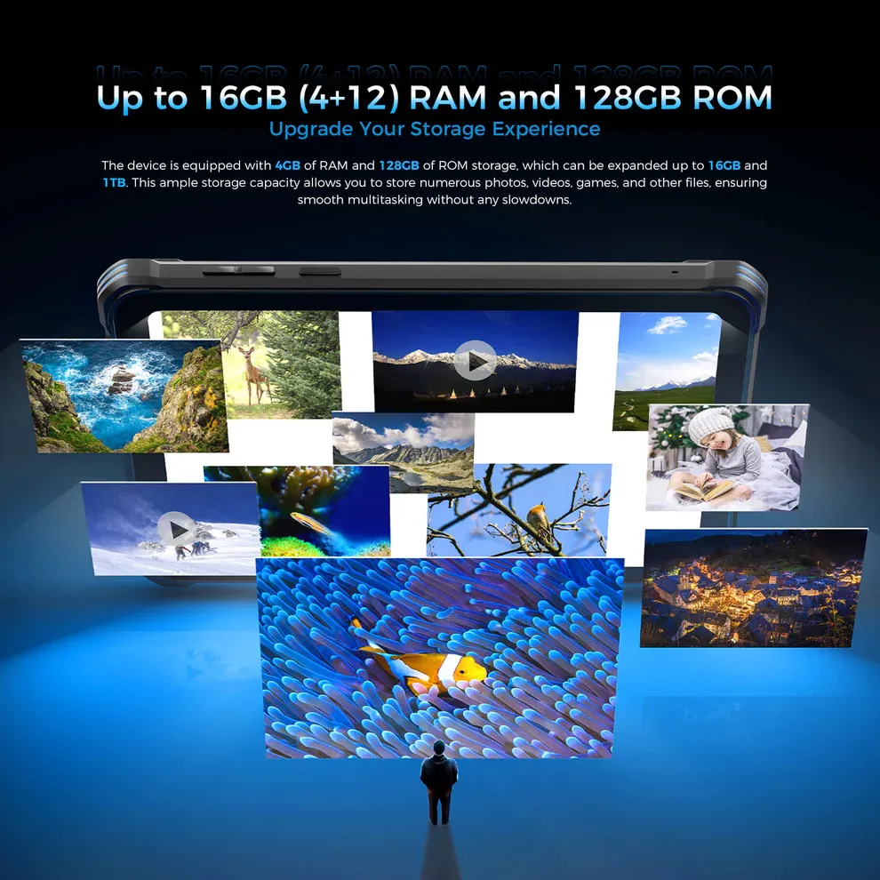 OUKITEL tablet RT3 Plus, 8", 4/128GB, 4G, 11000mAh, IP68/IP69K, μαύρο