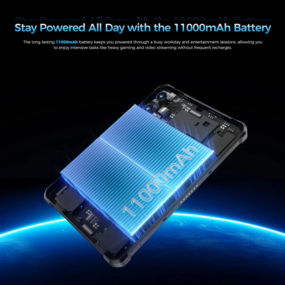 OUKITEL tablet RT3 Plus, 8", 4/128GB, 4G, 11000mAh, IP68/IP69K, μαύρο