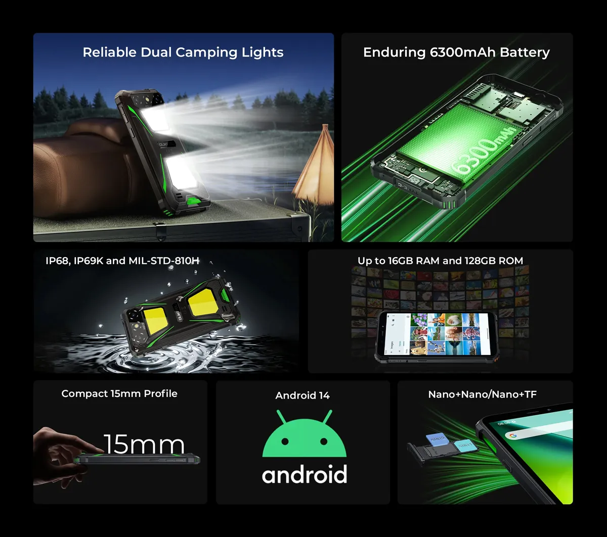 OUKITEL smartphone G5, 6", 4/128GB, 6300mAh, IP68/IP69K, μαύρο