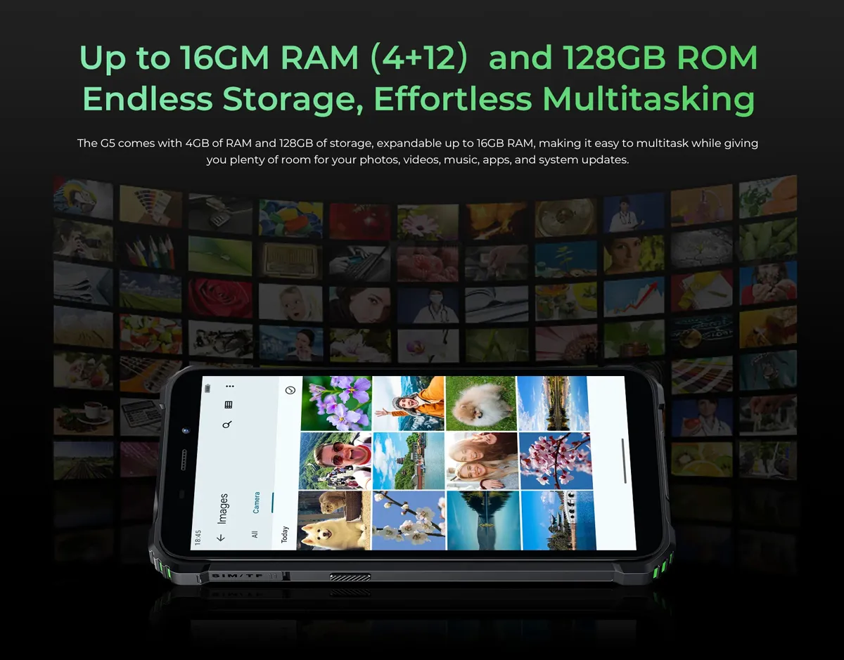 OUKITEL smartphone G5, 6", 4/128GB, 6300mAh, IP68/IP69K, μαύρο