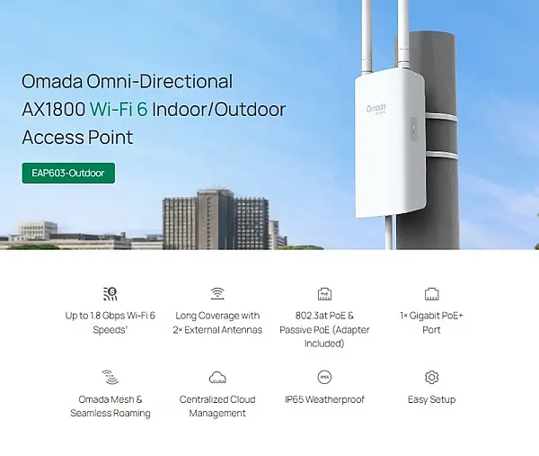 TP-LINK access point EAP603-Outdoor, WiFi 6, Mesh, AX1800, EU/1.0