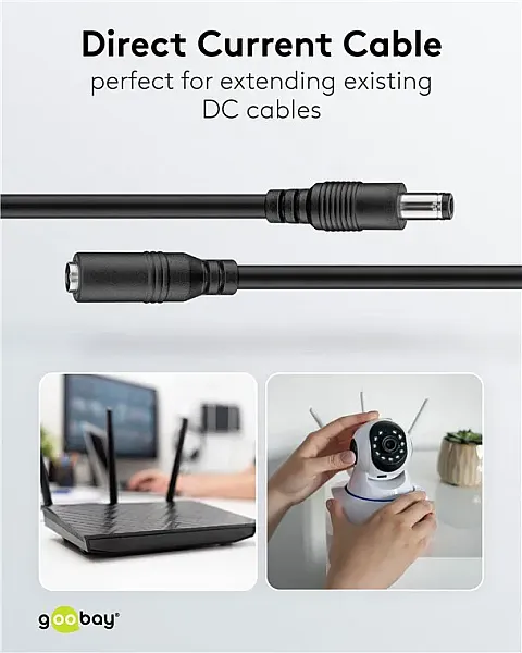 GOOBAY καλώδιο προέκτασης τροφοδοσίας 71401, 5.5x2.5mm, 3m, μαύρο