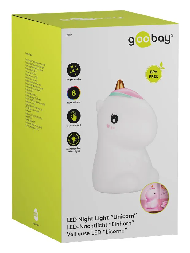 GOOBAY LED φωτιστικό νυκτός μονόκερος 61649, RGB, επαναφορτιζόμενο, λευκό